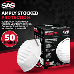 SAS Safety Nuisance Dust Mask 50 Pack Adjustable Respiratory Protection Masks