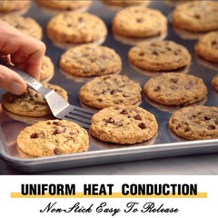 Commercial Quality Baking Sheet Pan Set, Natural Aluminum Cookie Sheet, Warp