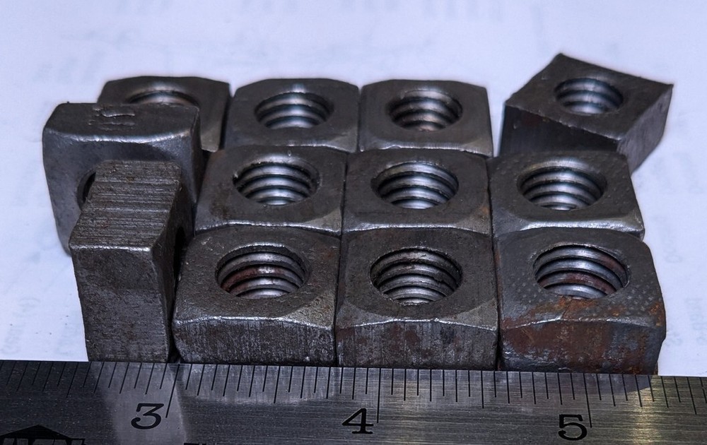1/2-13 UNC Square Nut Plain Chamfered, Grade Unknown, NOS, Vintage, Quality OK