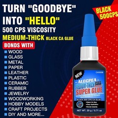 20g Black Medium-Thick CA Glue 500 PCS, Premium Cyanoacrylate Super Glue