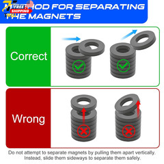 Large Magnet Grade 10 Big Magnets Heavy Duty OD60 x ID32 x 10mm Strong Round (2)