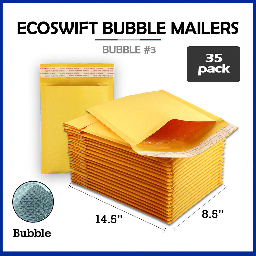 35 #3 8.5×14.5 “EcoSwift” Brand Kraft Bubble Mailers Padded Envelope 8.5 x 14.5