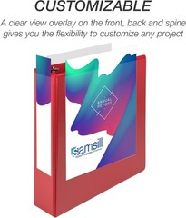 Customizable Eco-Friendly 3 Ring Binder – 625 Page Capacity, Lay-Flat Spine, Red