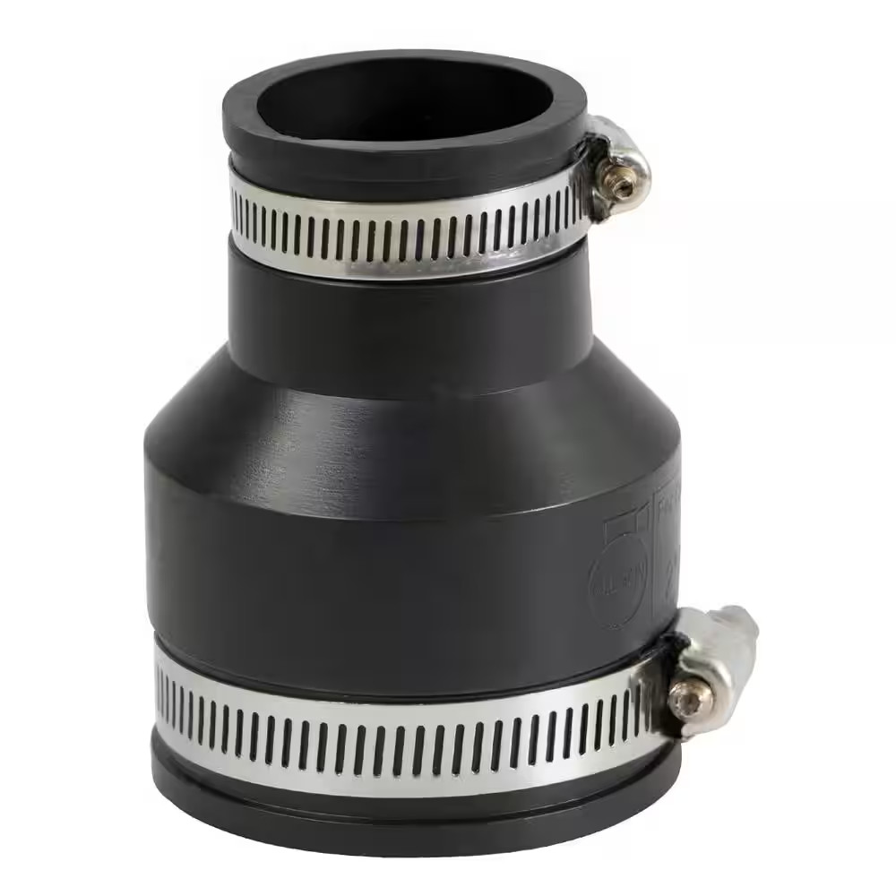 2 In. X 1-1/4 In. PVC Flexible Reducing Coupling with Stainless Steel Clamps