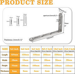 8 Pack Floating Shelf Brackets Brushed Nickel Heavy Duty L Bracket Corner