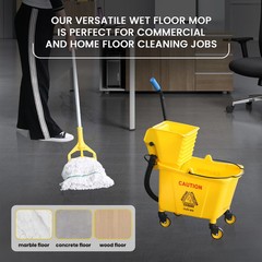 Commercial Mop Bucket with Wringer Set – Mop & Spare Head
