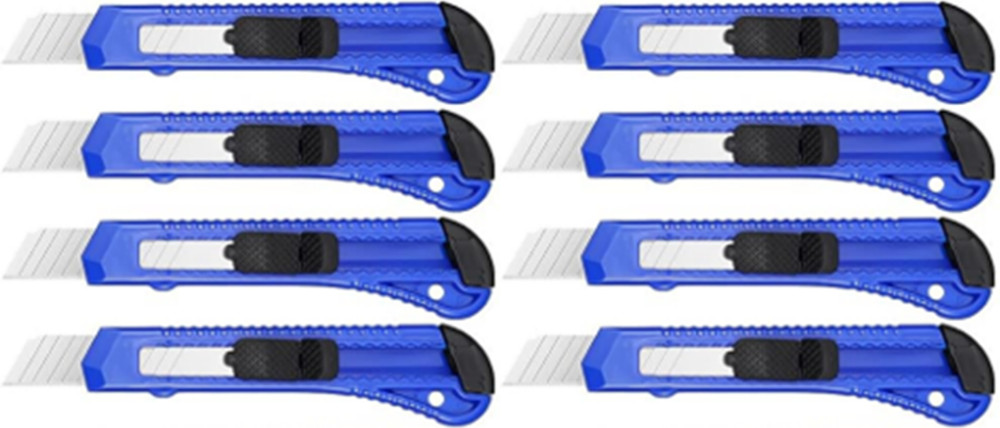 8 Safety Box Cutter Utility Knife Tool Retractable Snap Off Razor Blade BLUE