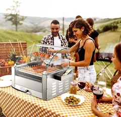 ROVSUN Electric 18/30 Hot Dog 7/11 Roller Grill Cooker Machine Cover Bun Warmer