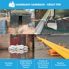 Sandbaggy Sandbags for Flooding – NO TIE STRING – 14″ x 26″, Empty