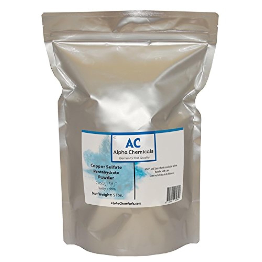 Copper Sulfate Pentahydrate – 25.2 Cu – 5 Pounds – Easy to Dissolve – Powder