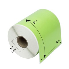 ZEBRA 4×6 COLOR (4″ x 6″) GREEN Direct Thermal Labels 1″ Core – (40) Rolls / 250