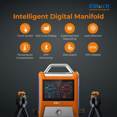 Elitech EMG Intelligent 2/4 Valves Manifold Kit 5” Smart Touch Screen w/Hoses