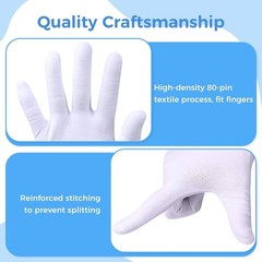 Gentle 100% Cotton Gloves for Dry Hands – 3 Pairs for Nighttime Moisturizing