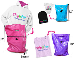 3 Sizes, 30 Pack Plastic Merchandise Bags, Assorted Colors Gift Combo w Handles