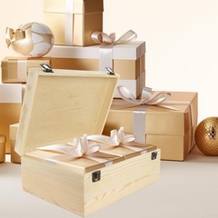DAJAVE Unfinished Wooden Box, 12x9x5 Inch Large 12.2×8.7×4.8 inches