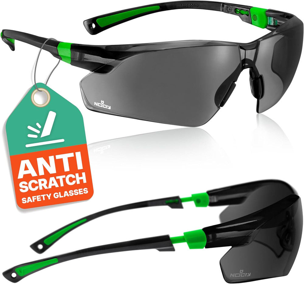 Nocry Safety Sunglasses with Green Tinted Wraparound Lenses; Tinted Safety Glass
