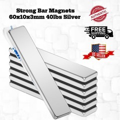 FINDMAG Strong Bar Magnets N52 Heavy Duty Neodymium 60x10x3mm 40lbs Silver