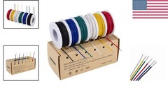 6x30ft 22 AWG Solid Hookup Wire – Tinned Copper, Flame Retardant, PVC Insulation