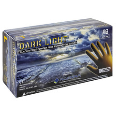 Dark Light 9 Mil Nitrile Powder Free Exam Gloves (Black), Large – Box of 100 (DL