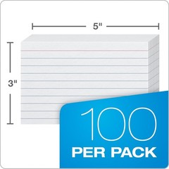 Oxford Heavyweight Ruled Index Cards, 3″ x 5″, White, 100 Per Pack 63500