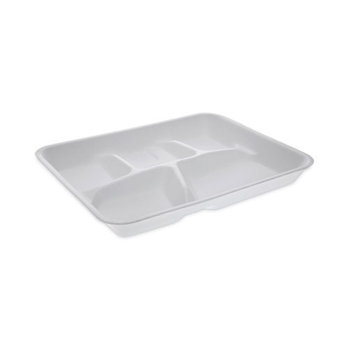Pactiv Evergreen Foam School Trays 5 Compartment White 8.25×10.5×1 Inch 500 Ct