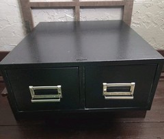 Metal File card Drawer, 3″ X 5 ” Double Drawer, Black, Buddy Products Vintage