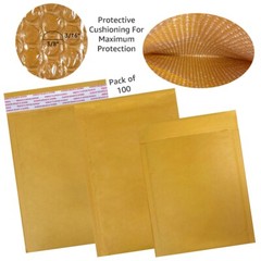 UOFFICE 100 Kraft Bubble Mailers 6.5×10″ #0 Self-Seal Padded Envelopes