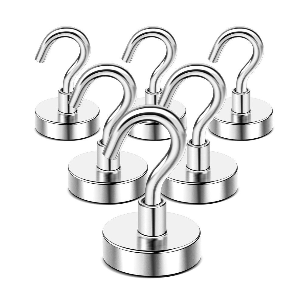 DIYMAG Magnetic Hooks, 50 LB Heavy Duty Magnets, 6 Packs Strong Rare Earth Ne…
