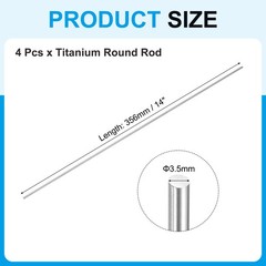 4 pcs 3.5mm Dia 356mm Length GR5 Metal Solid TC4 Titanium Round Bar[0.14 x 14IN]