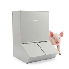 NEW🔥Hog Feeder 3.7 Bushel Metal Double Door Pig Feeder Feeding up to 8 Hogs