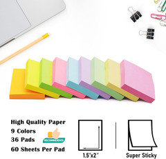 1.5×2 Inch Sticky Notes 36 Pads 2160 Sheets Pastel