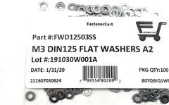 (100) M3 DIN125A Stainless Steel Flat Washer 3mm DIN 125 A2 (QTY:100 Pieces)
