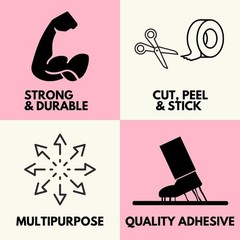 6 Rolls – 2 Inch x 60 Yards, 9 Mil Pink Utility Grade Duct Tape Adhesive Tapes