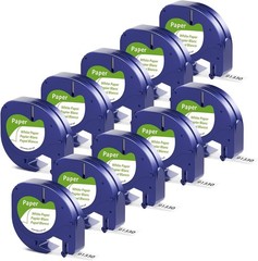 10PK 12mm White LT 91330 Paper Label Tape For DYMO S0721510 LetraTag LT-100T