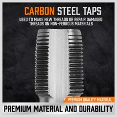 5 Pcs NPT Pipe Tap Set 1/8″ 1/4″ 3/8″ 1/2″ and 3/4″ With Case Carbon Steel Inch