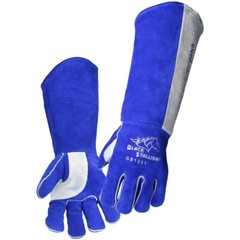 Black Stallion 21″ Split Cowhide Stick Gloves with RestPatch (Large) (GS1321-BG)
