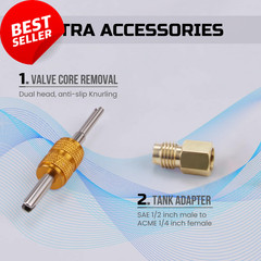 AC R134A Adapter Kit, Quick Couplers, Self-Sealing & Puncture Can Taps, QA01