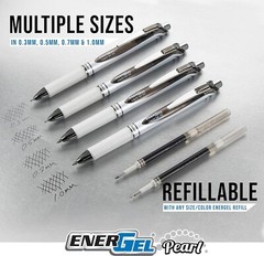 Pentel EnerGel Pearl Gel Pen, Needle Tip, (0.7mm), Pack of 4 with 2 Free Pens!!