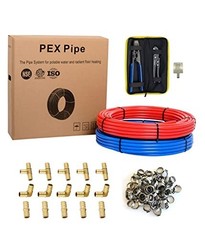 Efield 3/4″ PEX-B Tubing Kit with Brass Fittings, Clamps & Tools
