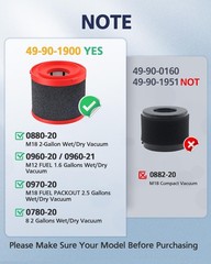 4 Pack 49-90-1900 Wet Dry Vacuum Filter Replacement 4 Pack, 1900 4+4