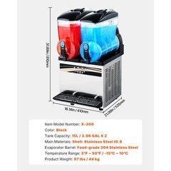Commercial Slushy Machine 15Lx2 Tank Margarita Smoothie Cold Frozen Drink Maker