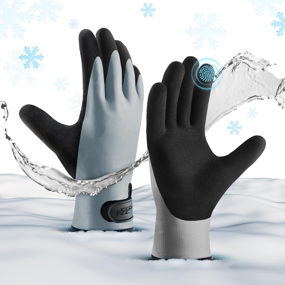 COOLJOB 100% Waterproof Winter Freezer Gloves for Working Medium, Dark Gray