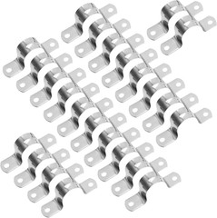 Uenhoy 50 Pcs 1″ Stainless Steel Rigid Pipe Strap Clamps, M25 Two Hole Strap U B