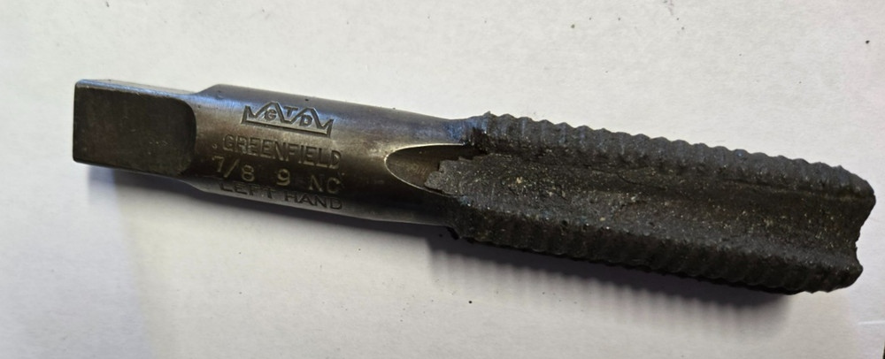 Made in USA Tap Tool 7/8″ – 9 Greenfield LEFT NC Made in USA!