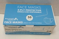 Blue Summit 3-Ply Protective Single-Use Disposable Face Masks Lot 200 Masks