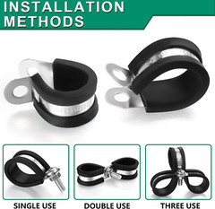 150PCS Cable Clamps with Screws Assortment Kit 11 Sizes Stainless Steel Rubber C