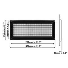 Black Vent Grille 130mm X 300mm / 12.7cm X 30.5cm Flat Vent