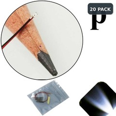 20 x 12v 0402 1005 Cool Clear White Pico SMD LED Pre-Wired Light Soldered Leads