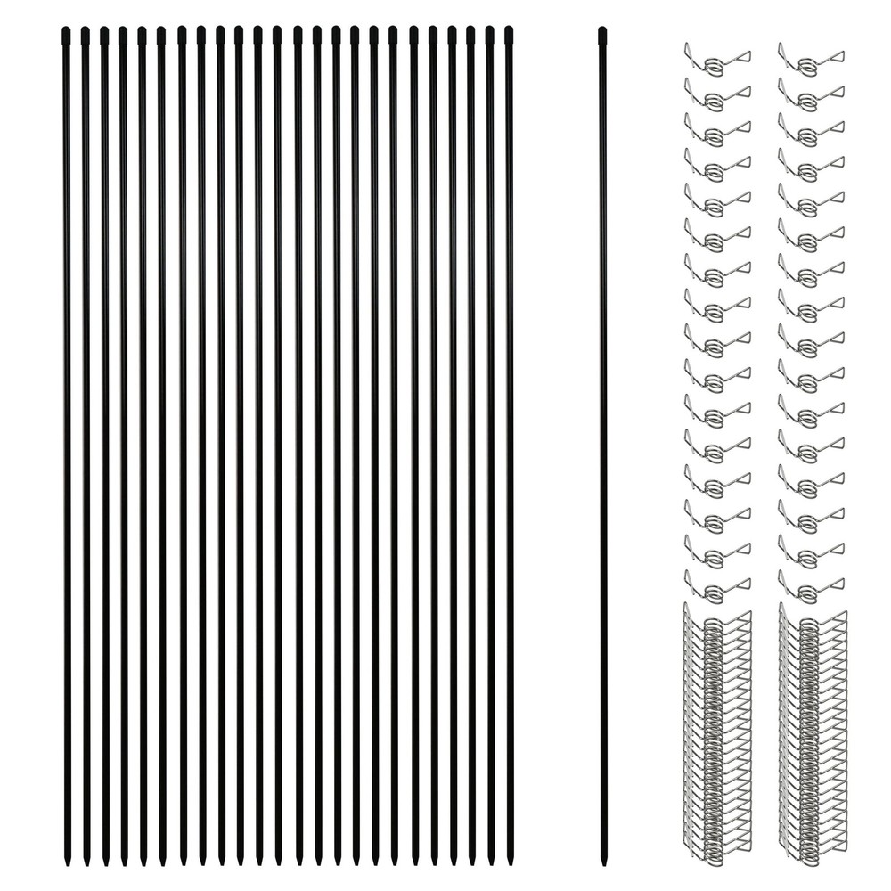 Electric Fence Posts Fiberglass 45.3 Inch 25 Pcs with 100 Pcs Loops Temporary