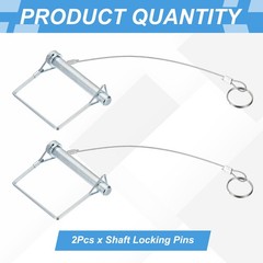 2Pcs, Wire Lock Pin with Safety Lanyard for Farm 1/2 Inch (12mm) Silver Tone